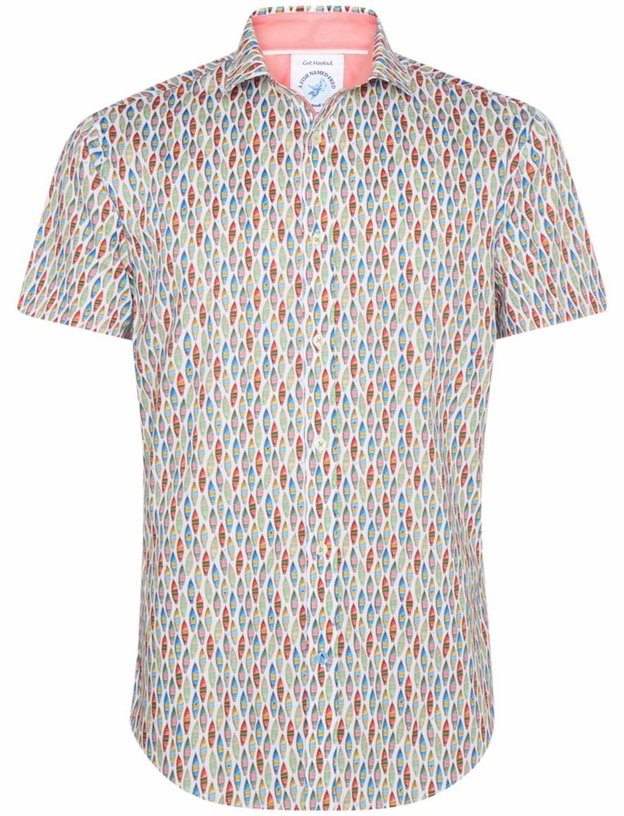 A Fish Named Fred 'boat' overhemd korte mouw multi color groen