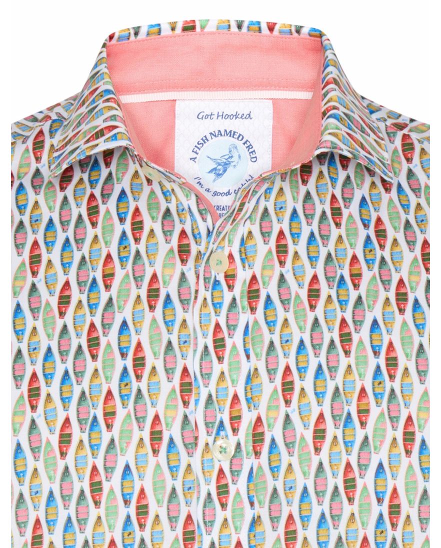A Fish Named Fred 'boat' overhemd korte mouw multi color groen