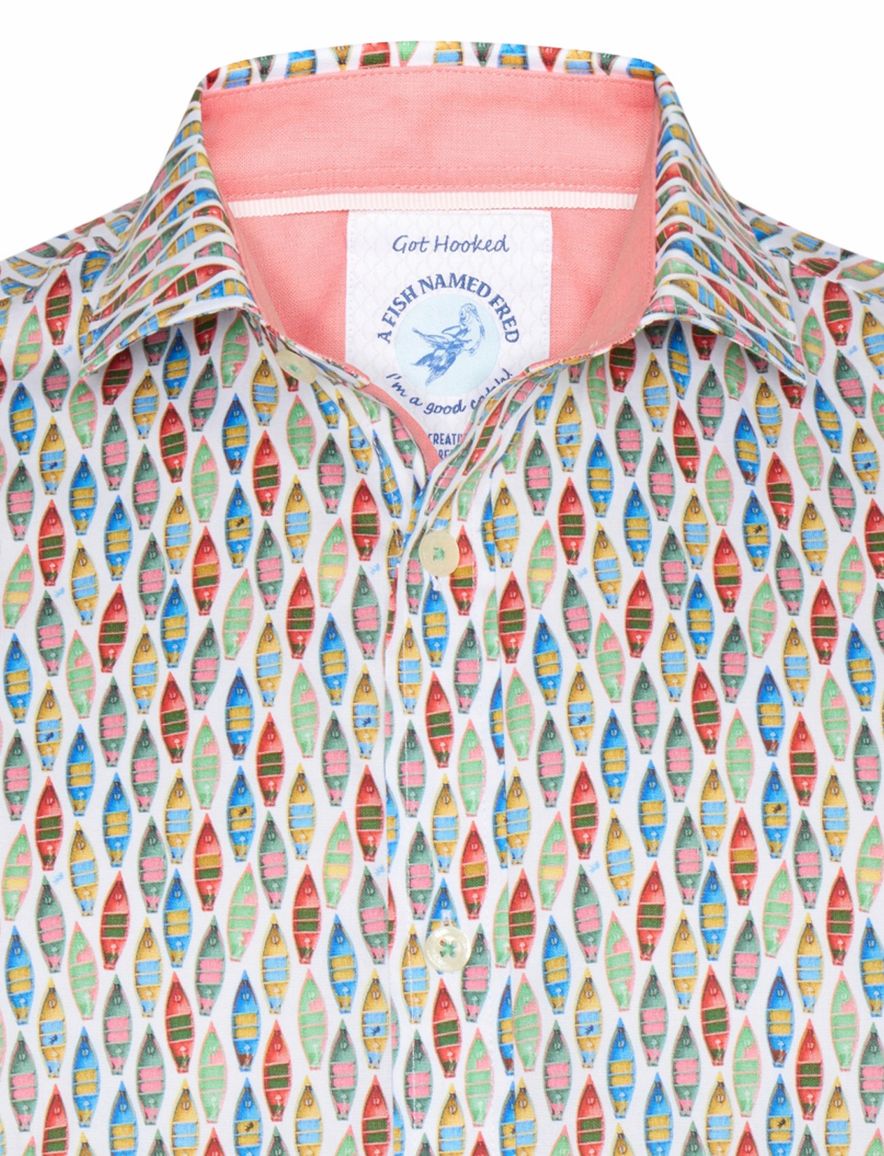 A Fish Named Fred 'boat' overhemd korte mouw multi color groen