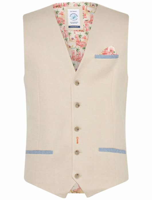 A Fish Named Fred gilet beige effen