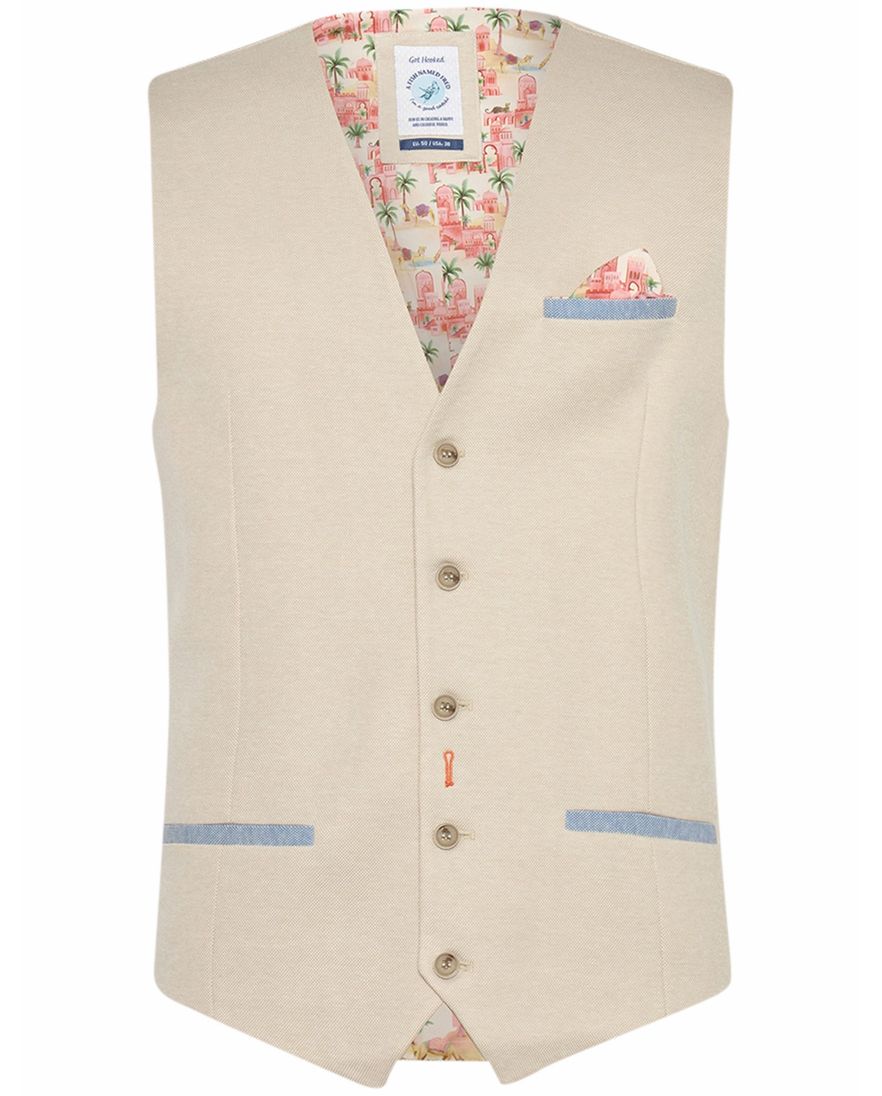 A Fish Named Fred gilet beige effen