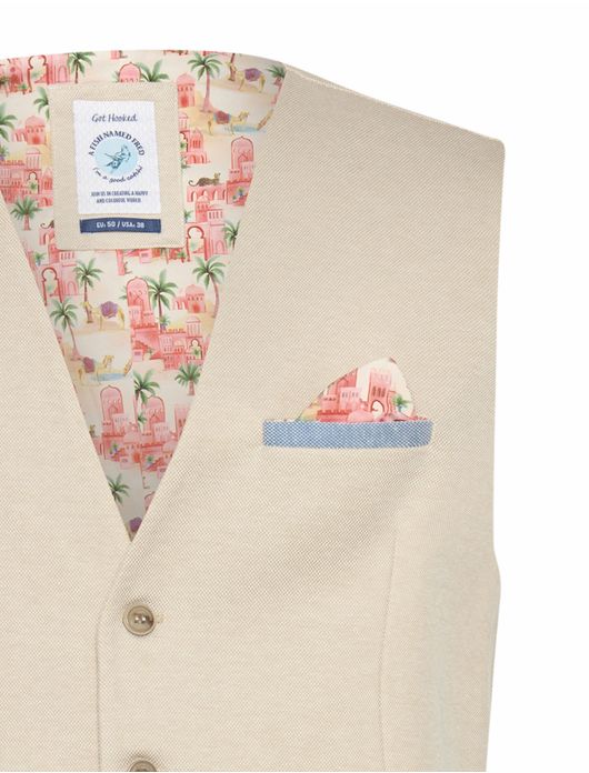 A Fish Named Fred gilet beige effen