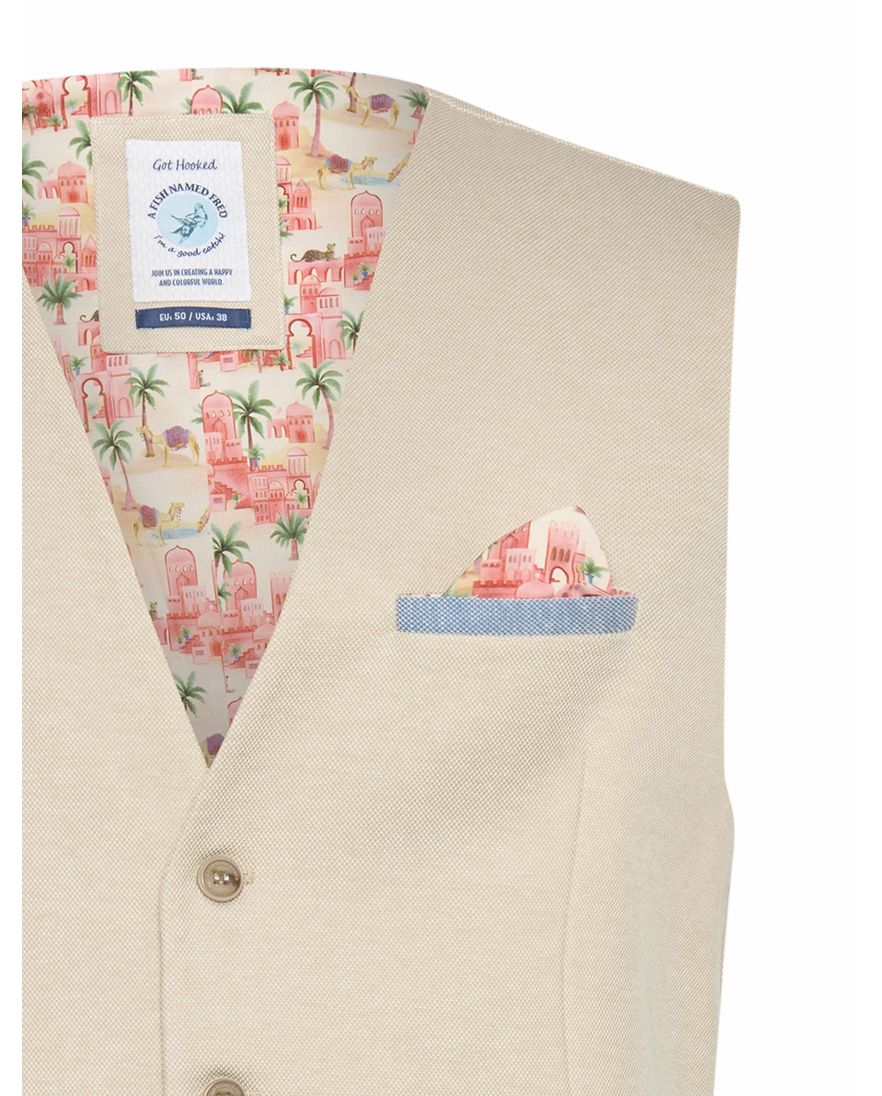 A Fish Named Fred gilet beige effen