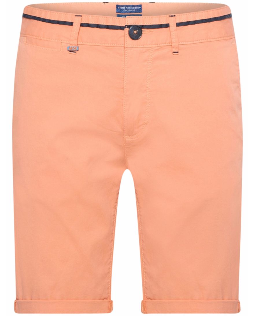 A Fish Named Fred bermuda oranje effen katoen