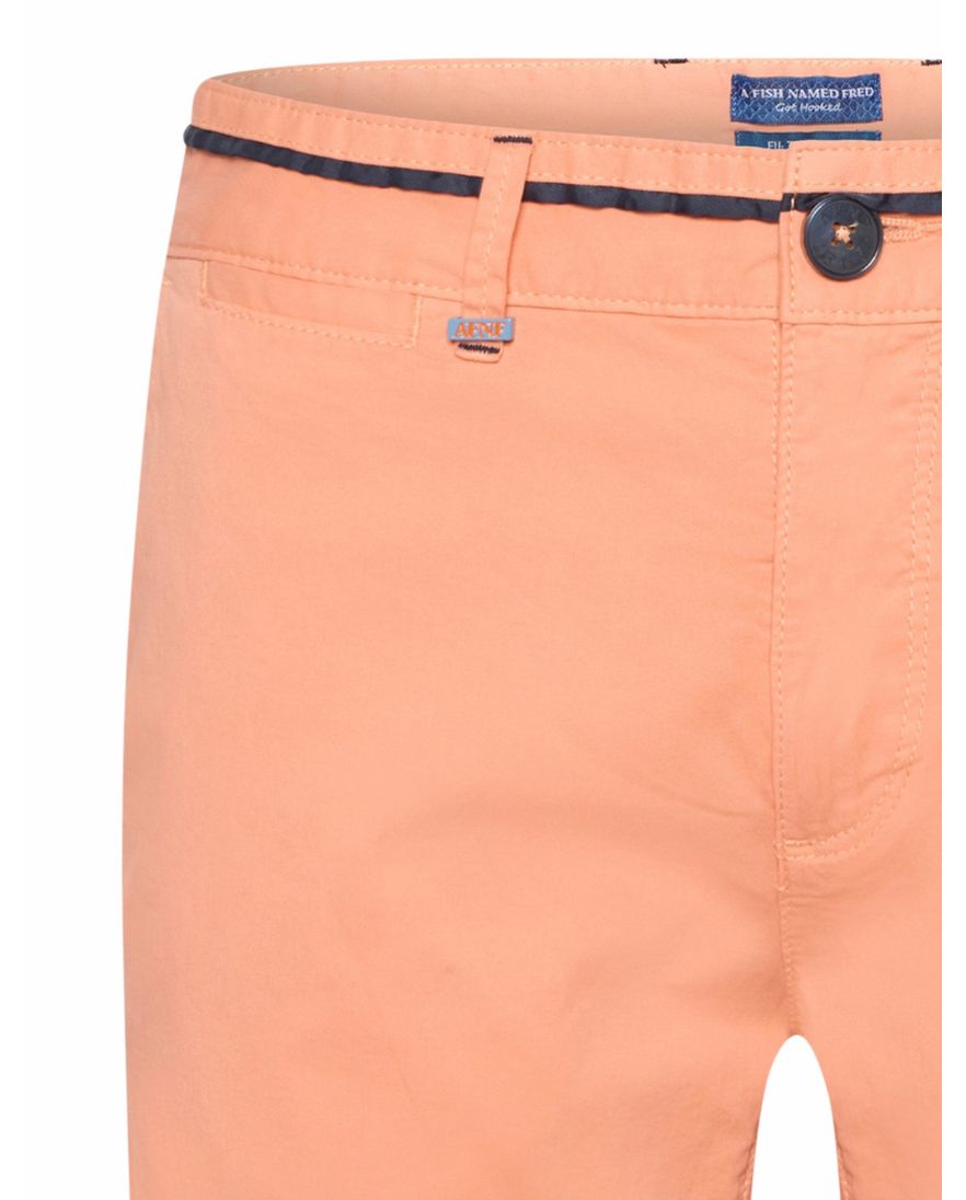 A Fish Named Fred bermuda oranje effen katoen