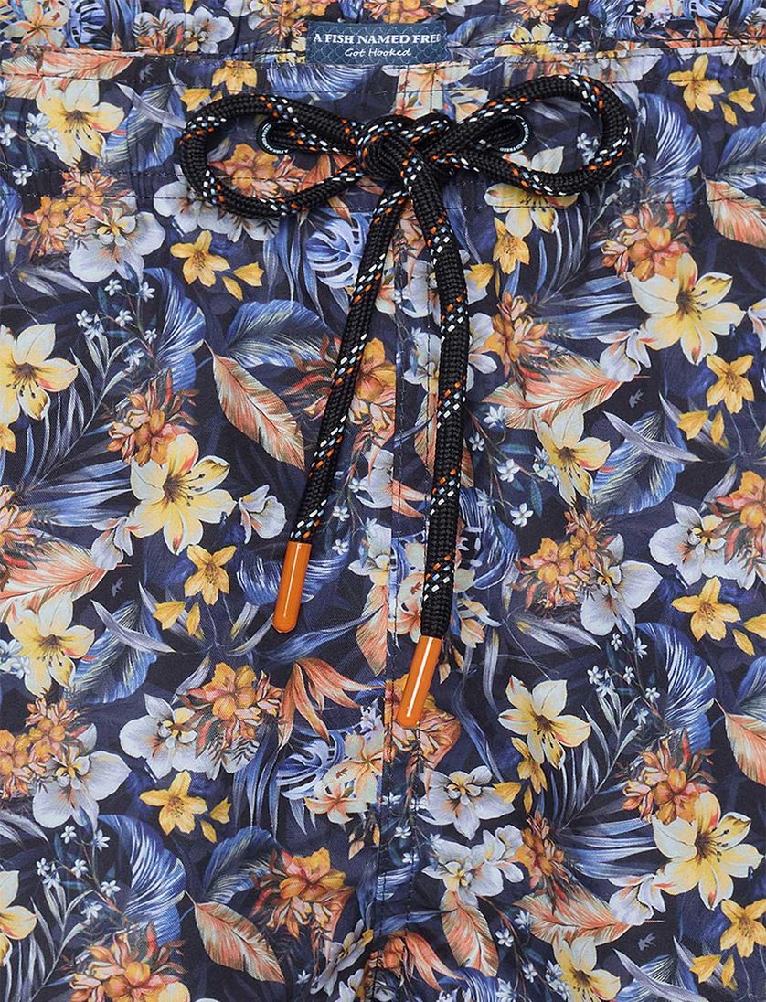 A Fish Named Fred zwemshort donkerblauw bloemen print
