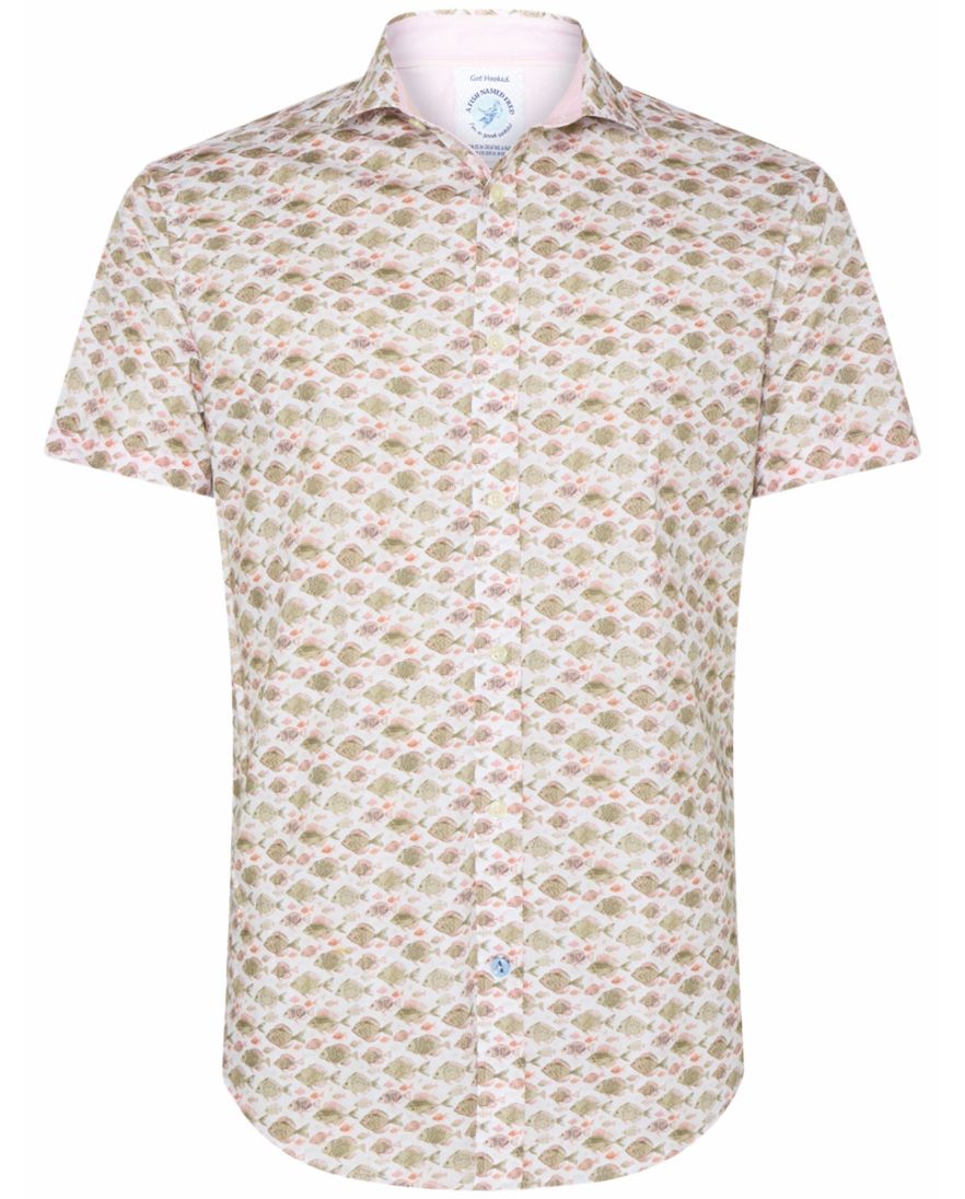 A Fish Named Fred 'fish' overhemd korte mouw zand vissen print