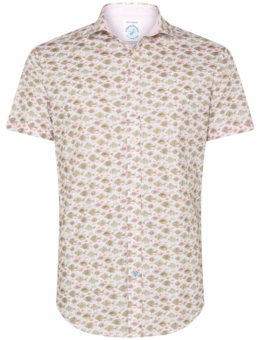 casual overhemd korte mouw beige A Fish Named Fred
