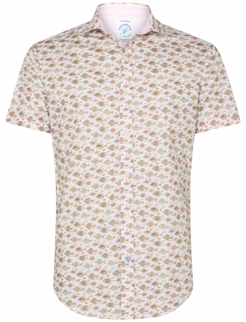 zand vissen print A Fish Named Fred 'fish' overhemd korte mouw