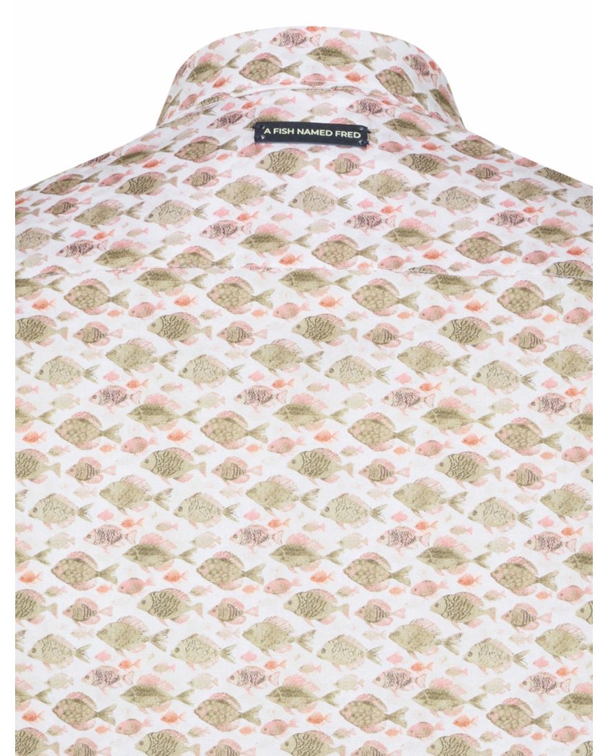 A Fish Named Fred 'fish' overhemd korte mouw zand vissen print
