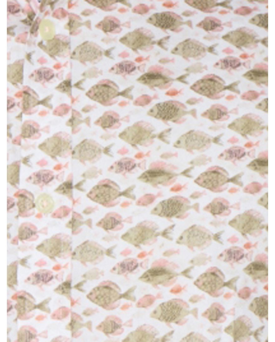 A Fish Named Fred 'fish' overhemd korte mouw zand vissen print