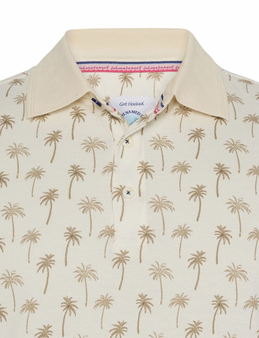 poloshirt korte mouw A Fish Named Fred beige geprint