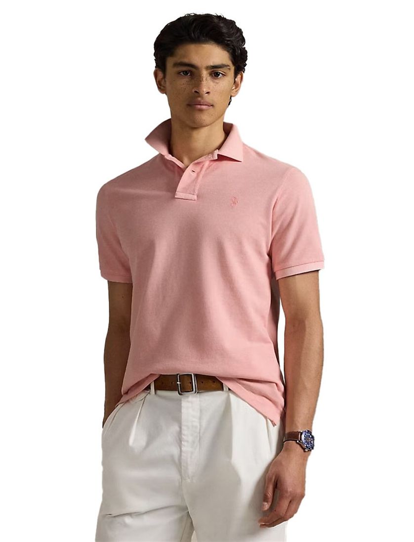 katoenen Polo Ralph Lauren polo roze effen