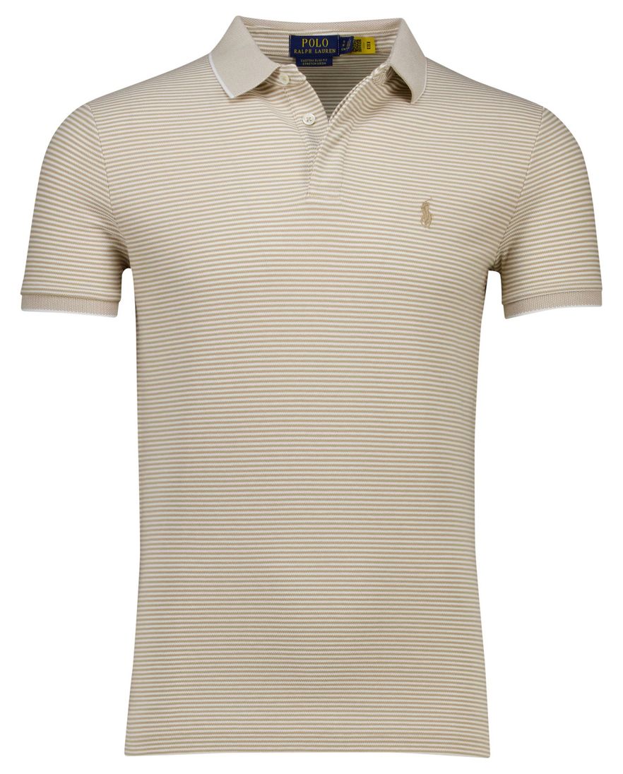 Polo Ralph Lauren polo beige gestreept Stretch Mesh pique