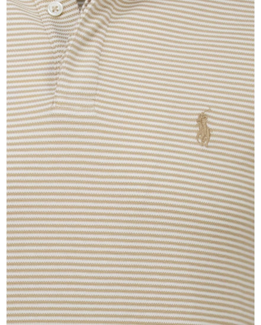 Polo Ralph Lauren polo beige gestreept Stretch Mesh pique