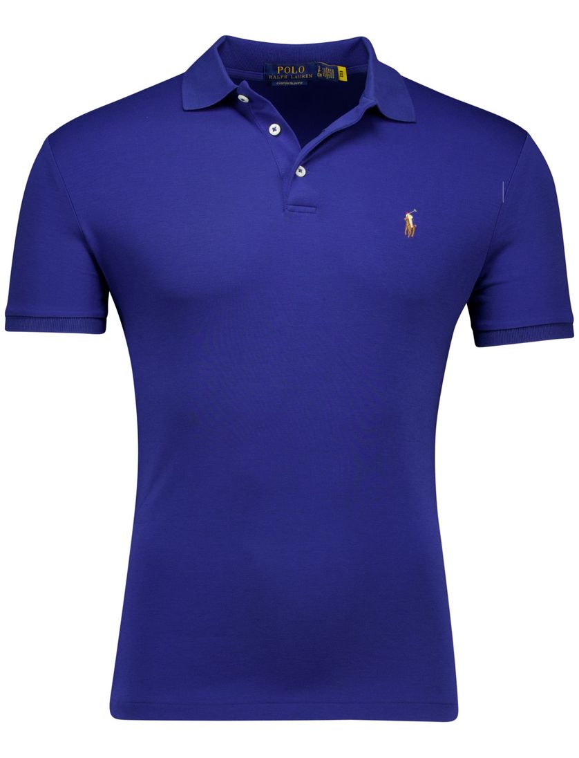 Polo Ralph Lauren custom slim fit polo kobaltblauw