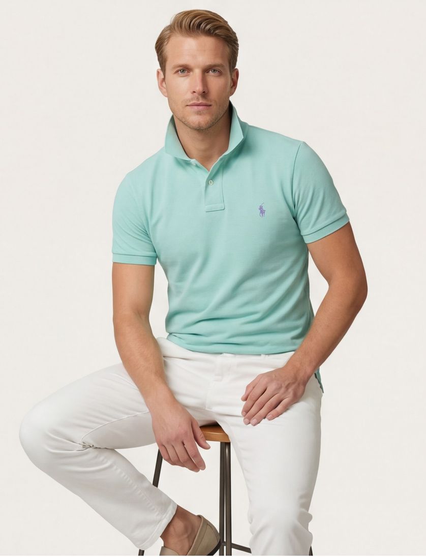 groen poloshirt korte mouw Polo Ralph Lauren Slim Fit