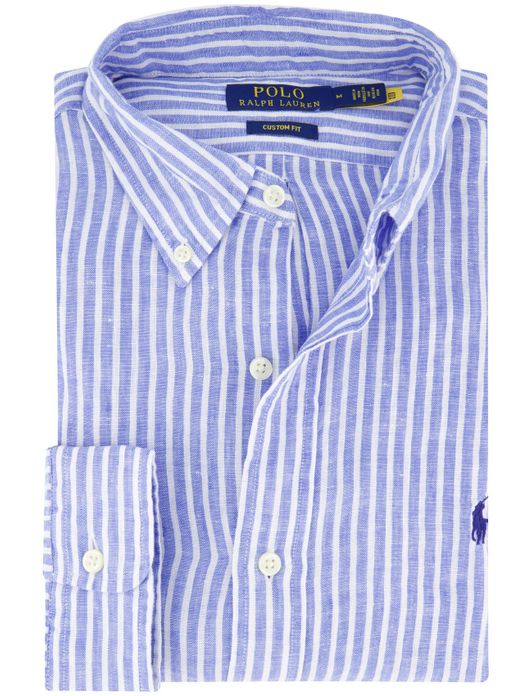 Polo Ralph Lauren overhemd blauw gestreept linnen