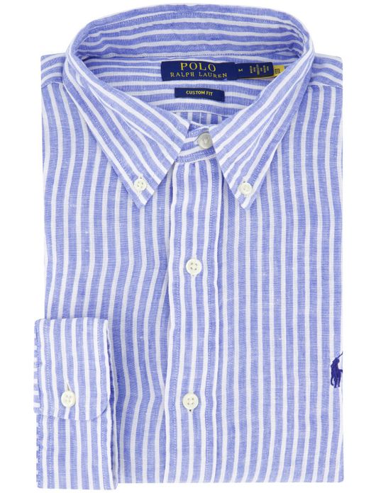 Polo Ralph Lauren overhemd blauw gestreept linnen