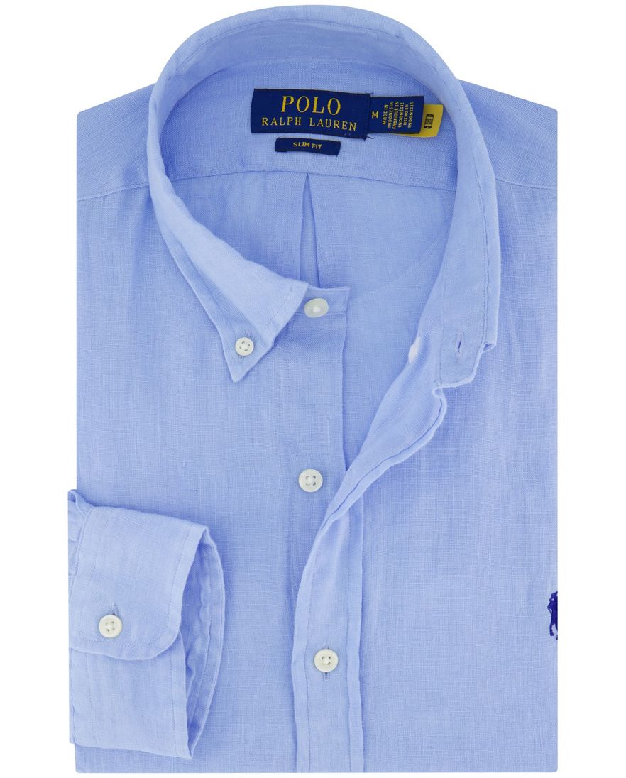 Polo Ralph Lauren overhemd blauw linnen button-down