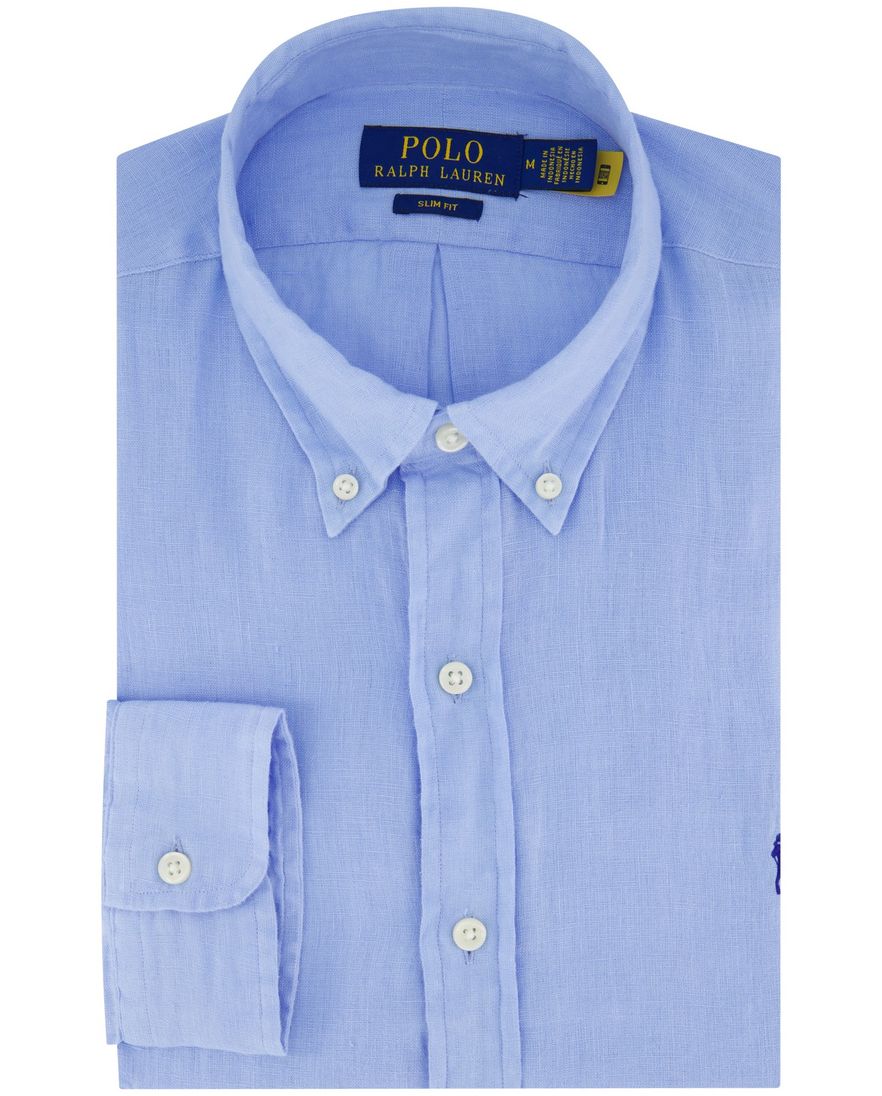 Polo Ralph Lauren overhemd blauw linnen button-down