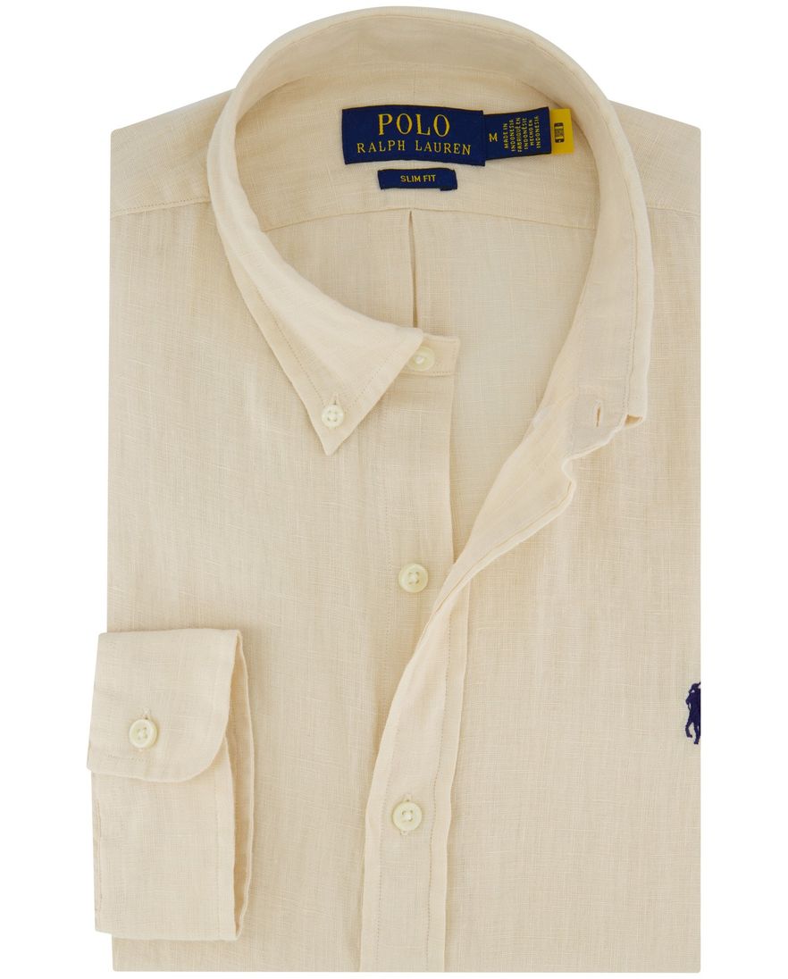 Polo Ralph Lauren overhemd creme 100% linnen slim fit