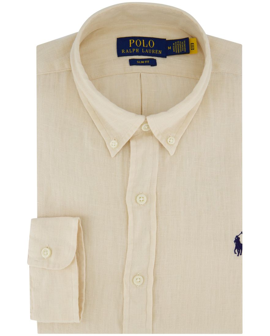 Polo Ralph Lauren overhemd creme 100% linnen slim fit