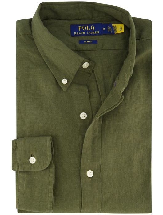 Polo Ralph Lauren overhemd mosgroen linnen