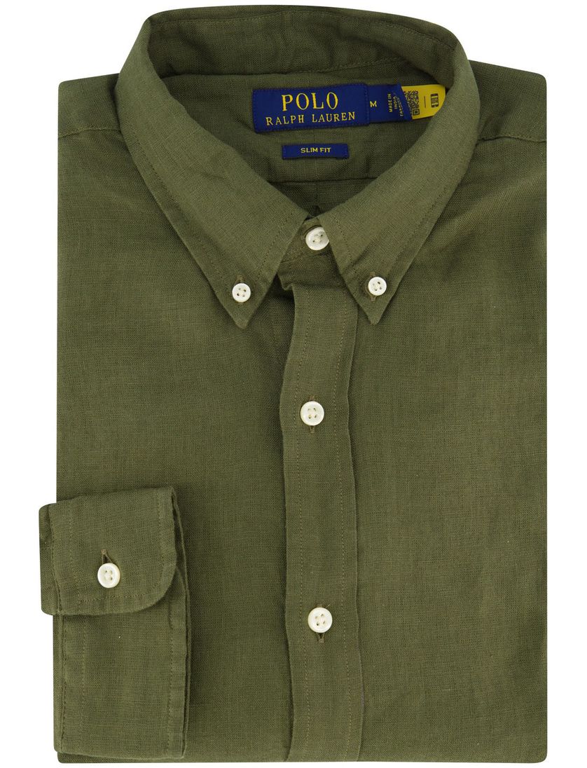 Polo Ralph Lauren overhemd mosgroen linnen button-down