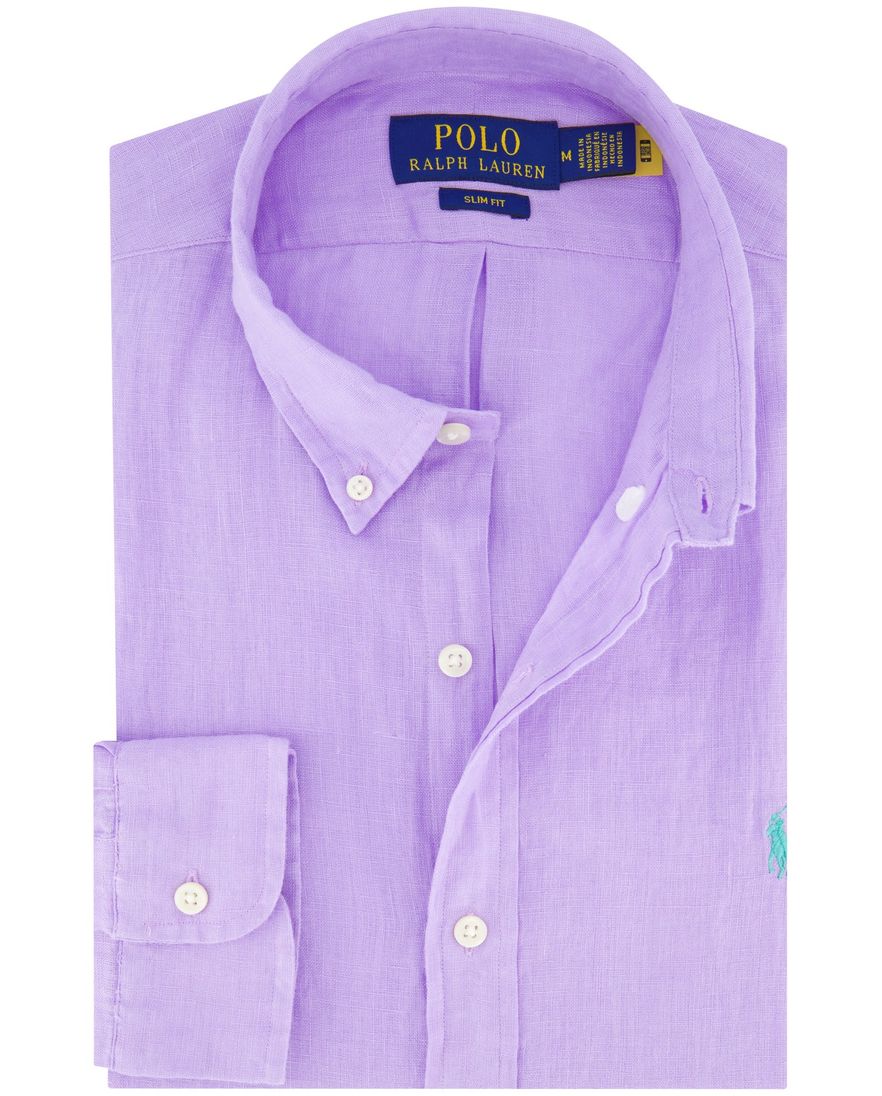 Polo Ralph Lauren overhemd paars linnen lange mouw