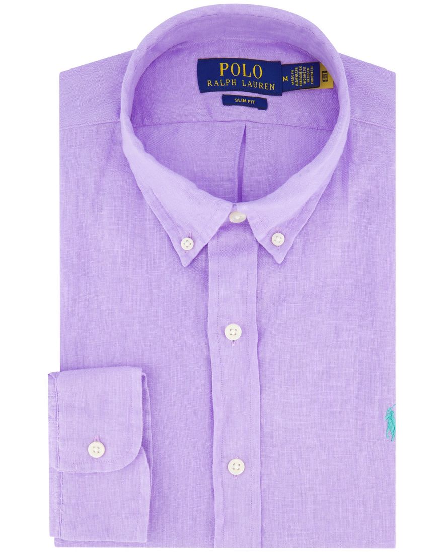 Polo Ralph Lauren overhemd paars linnen lange mouw