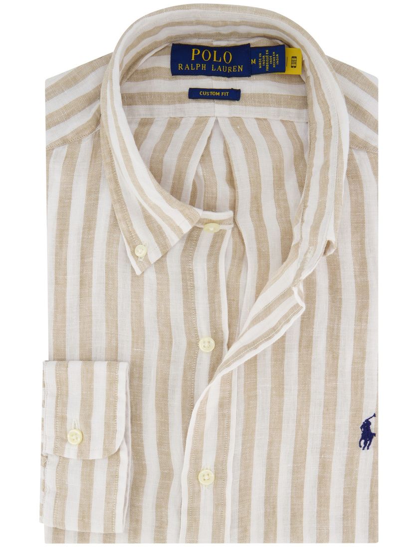 Polo Ralph Lauren overhemd beige wit linnen lange mouw