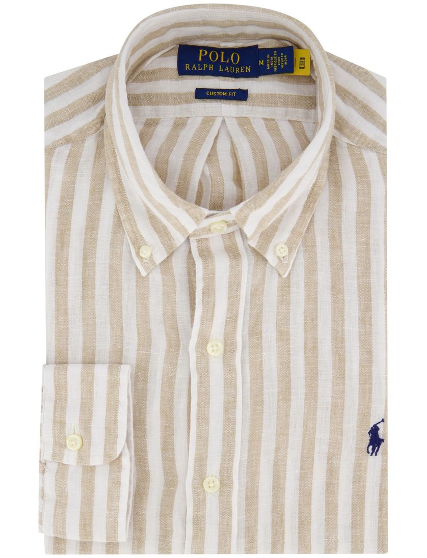 Polo Ralph Lauren overhemd beige wit linnen lange mouw