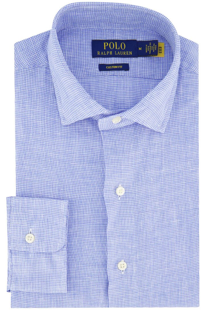 Polo Ralph Lauren Custom Fit overhemd blauw wit linnen
