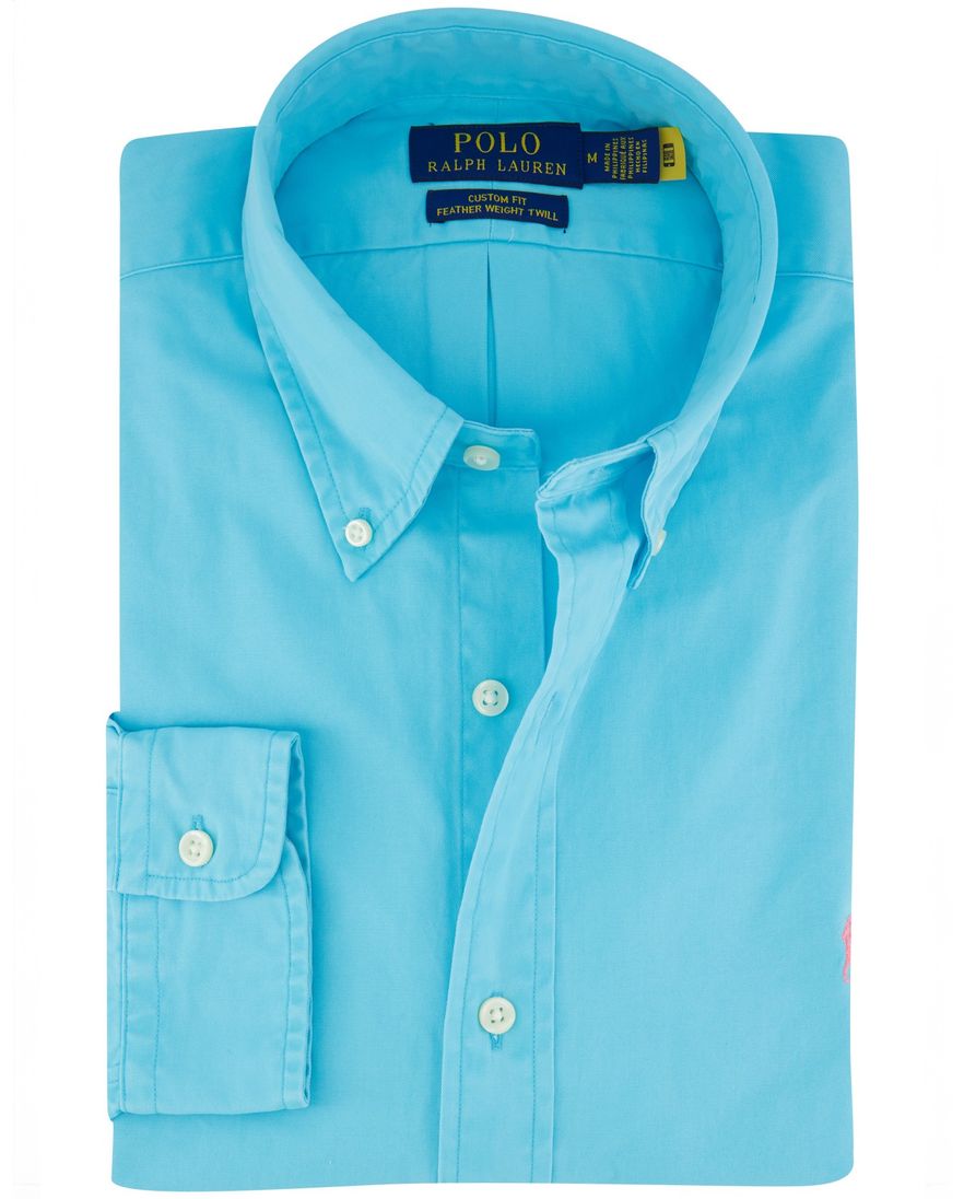 Polo Ralph Lauren overhemd turquoise button-down lange mouw