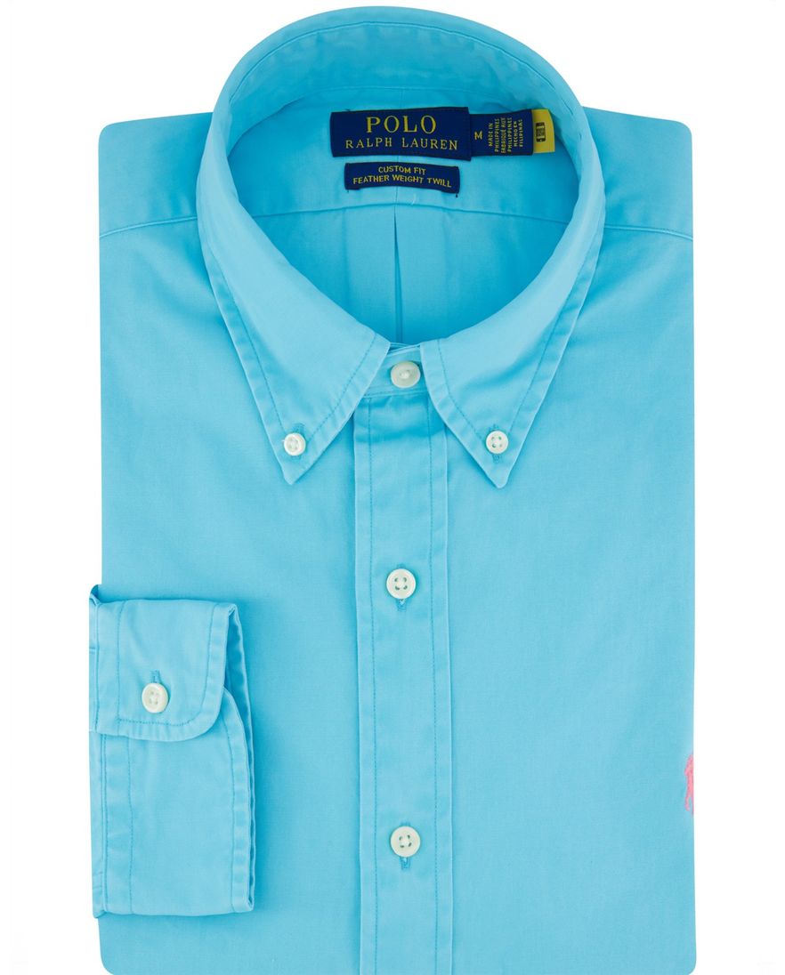 Polo Ralph Lauren overhemd turquoise button-down lange mouw