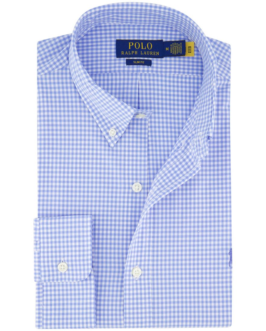 Polo Ralph Lauren overhemd blauw wit geruit slim fit