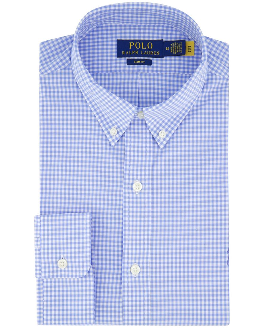 Polo Ralph Lauren overhemd blauw wit geruit slim fit