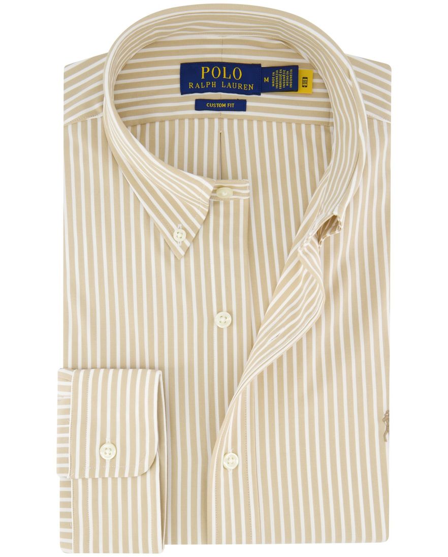 Polo Ralph Lauren overhemd camel wit gestreept