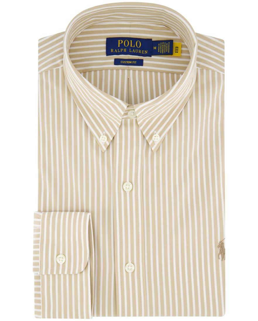 Polo Ralph Lauren overhemd camel wit gestreept