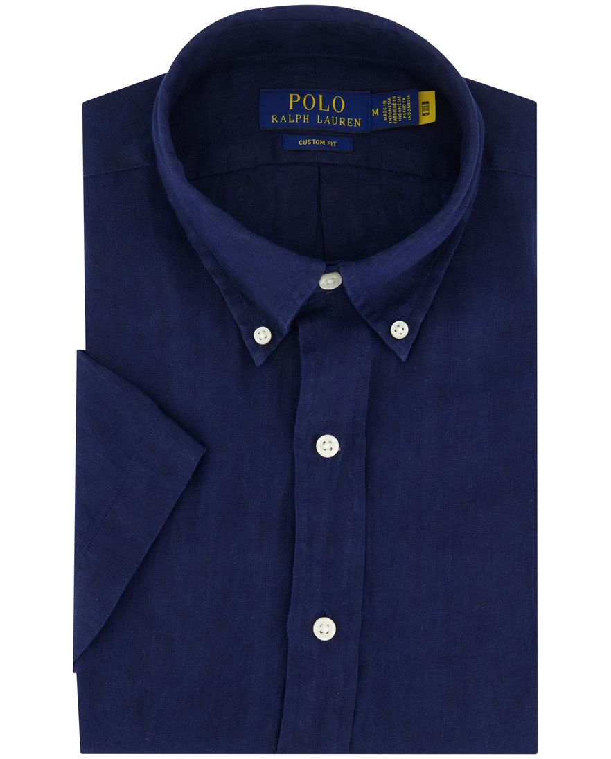 Polo Ralph Lauren Custom Fit overhemd navy korte mouw