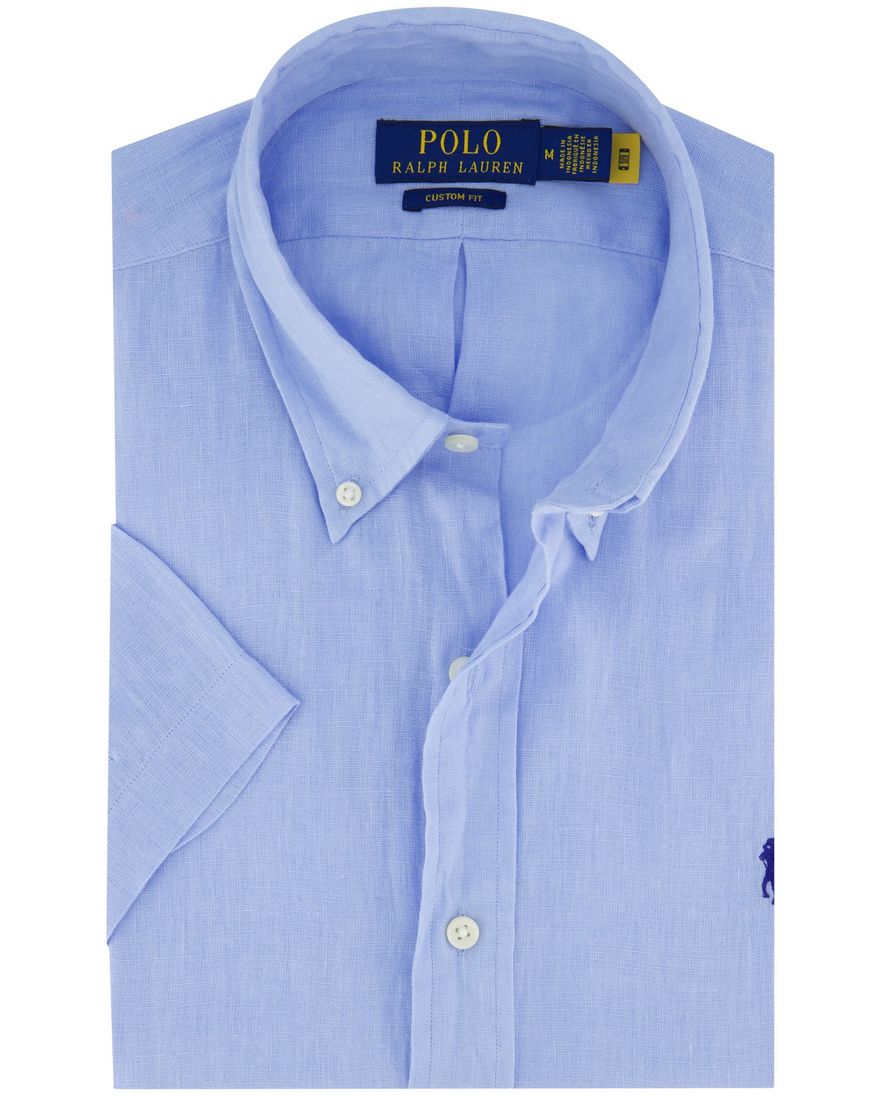 Polo Ralph Lauren overhemd korte mouw lichtblauw linnen