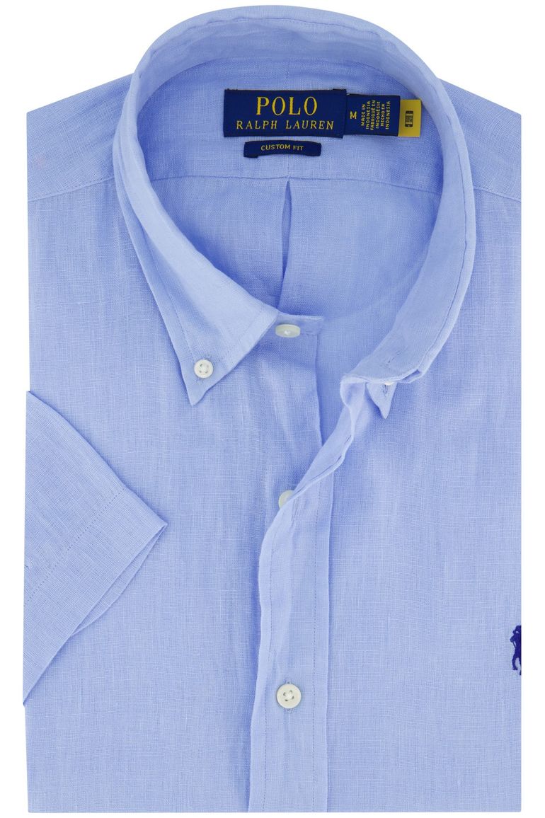 Polo Ralph Lauren overhemd korte mouw lichtblauw linnen