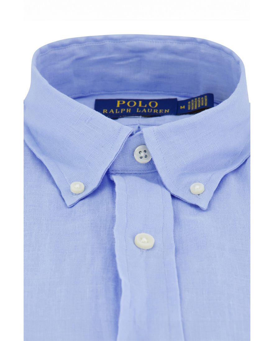 Polo Ralph Lauren overhemd korte mouw lichtblauw linnen
