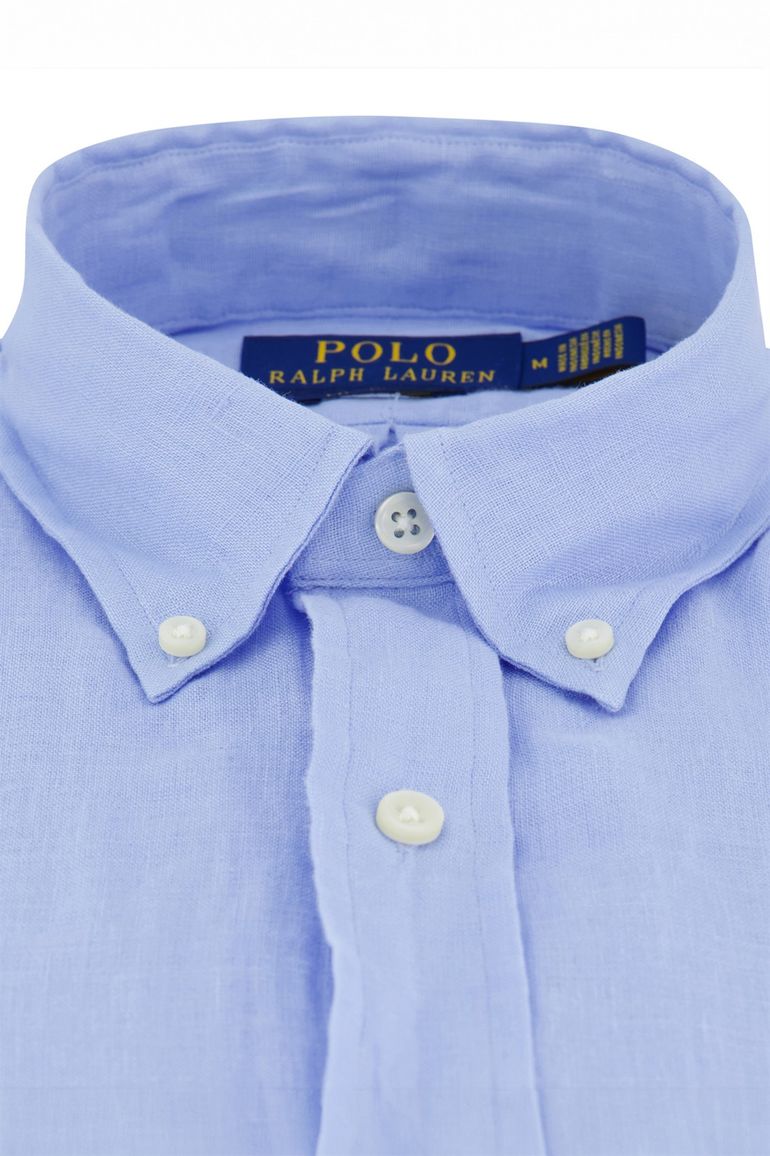 Polo Ralph Lauren overhemd korte mouw lichtblauw linnen