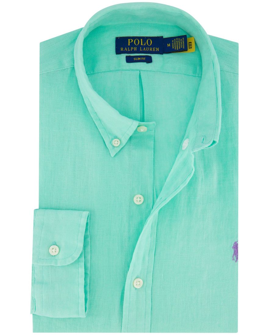 Polo Ralph Lauren overhemd truquoise slim fit linnen