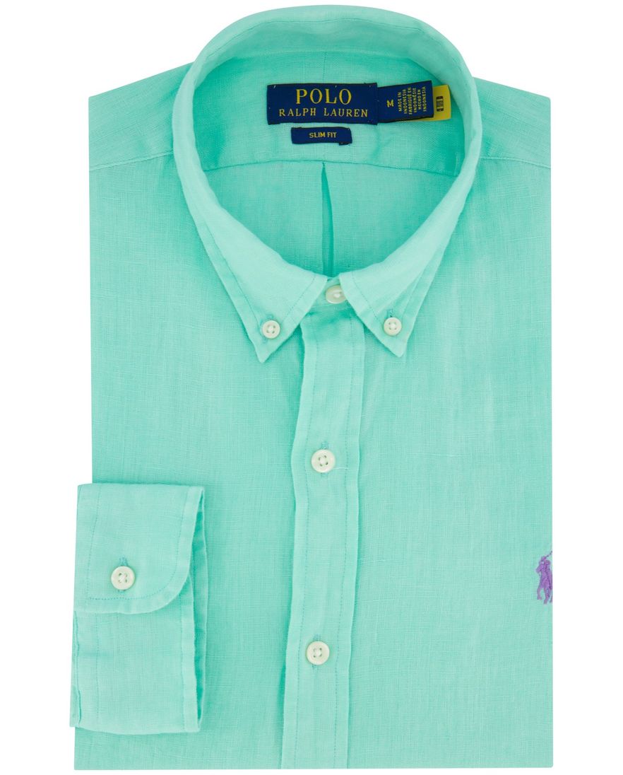 Polo Ralph Lauren overhemd truquoise slim fit linnen