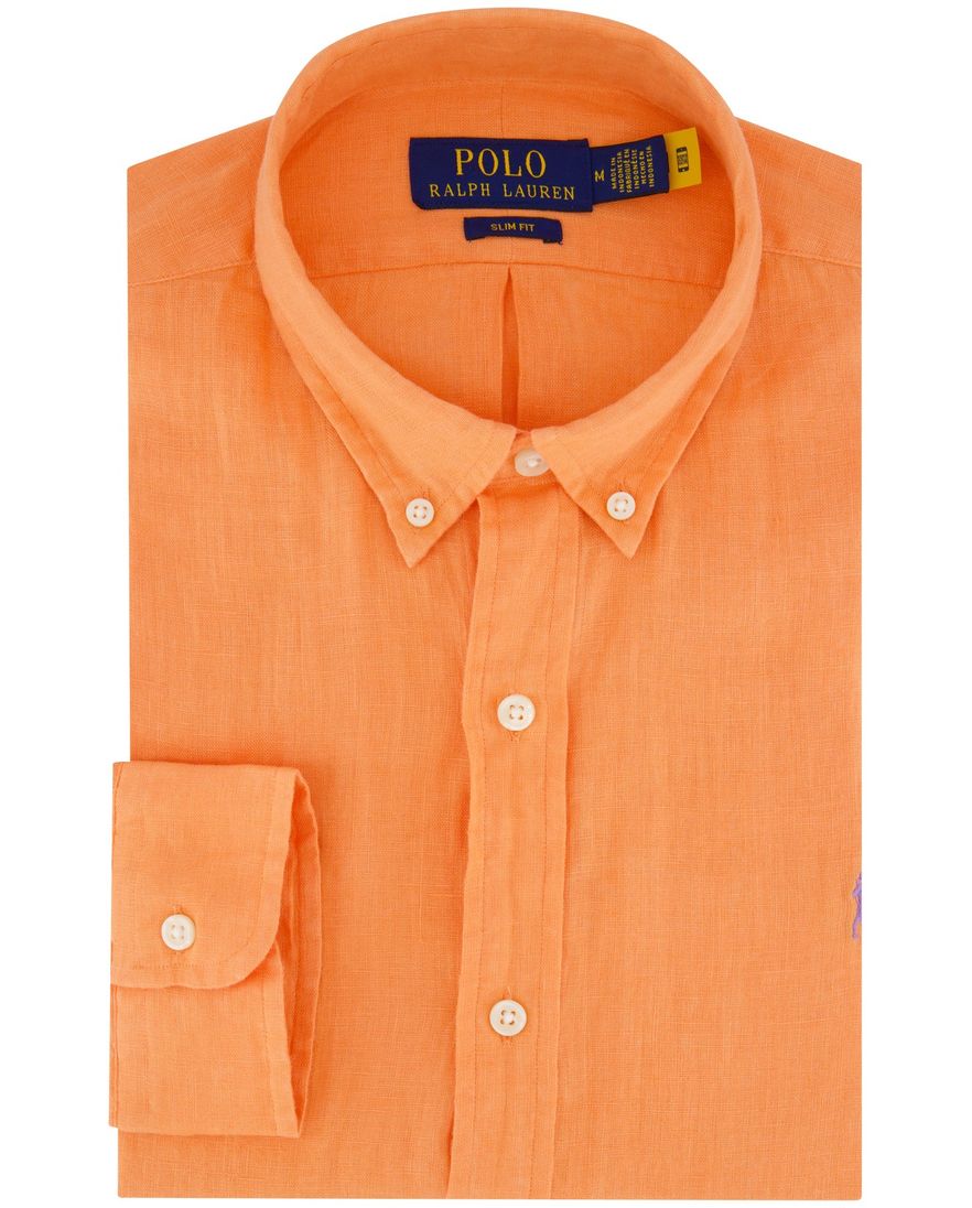 Polo Ralph Lauren overhemd oranje linnen button-down