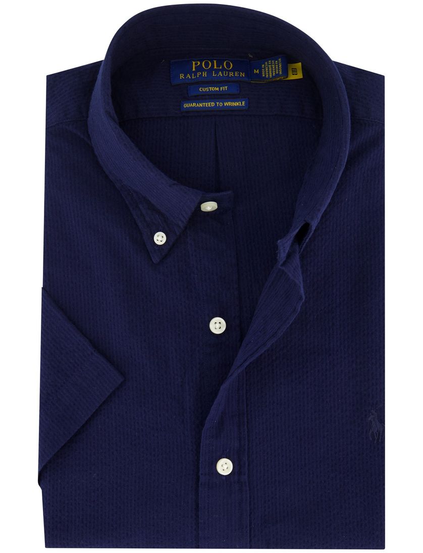 katoenen Polo Ralph Lauren overhemd korte mouw donkerblauw