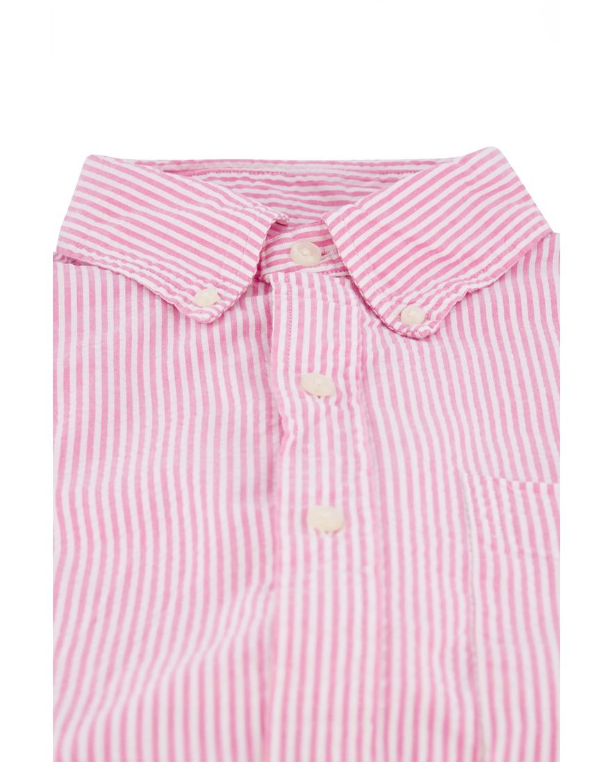 Polo Ralph Lauren overhemd korte mouw roze wit linnen